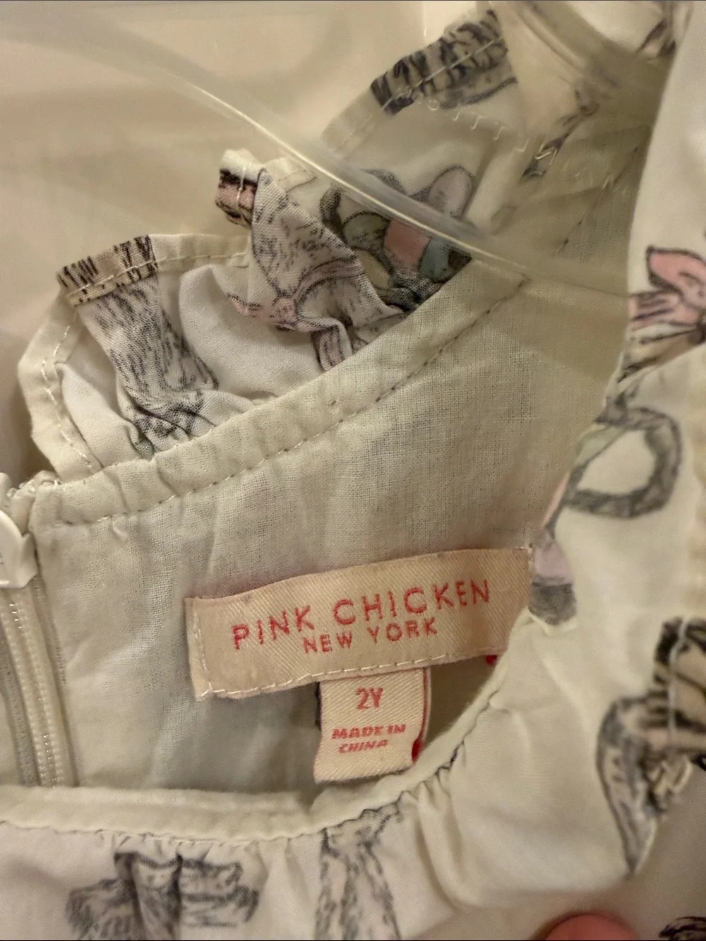 Pink Chicken Cream Bunny & Easter Basket Ruffle Dress